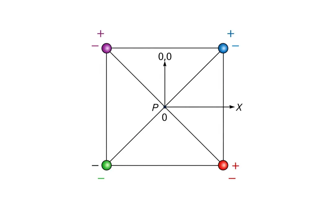 Calcul du potentiel électrique au centre d’un carré
